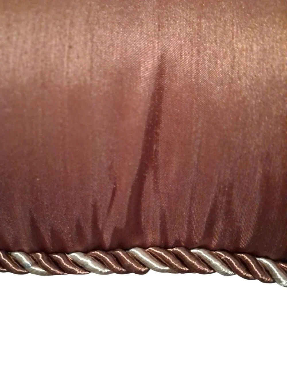 Chris Madden Accent Pillow Set Triangle Overlay Cord Trim Rose Brown Color Silky